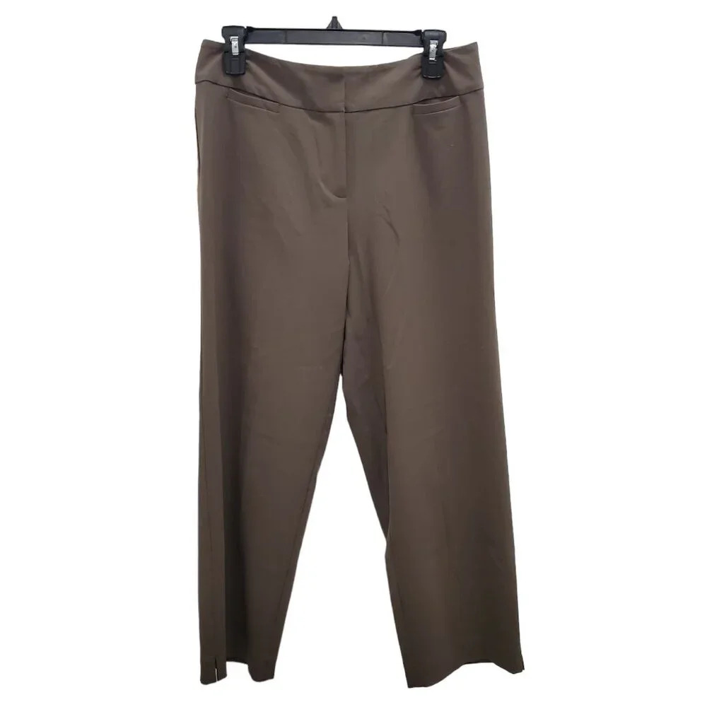 J. Jill Women's Brown Stretch Flat Front Casual Fit Cropped Leg Dress Pants Sz 8